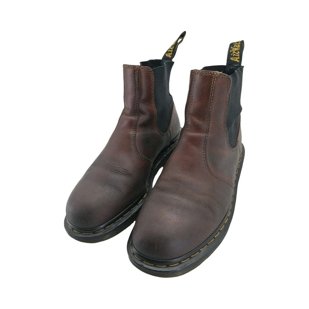 Dr Martens Hardy Chelsea Boots Mens Size 8 Brown Leather Pull On Ankle Casual